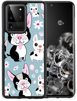 B2Ctelecom Telefoonhoesje Samsung Galaxy S20 Ultra Backcase Siliconen Hoesje met Zwarte rand Hondjes