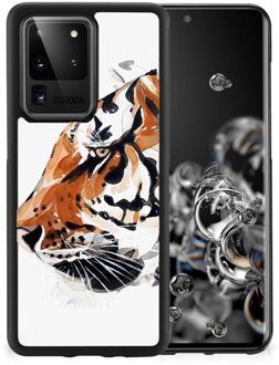 B2Ctelecom Telefoonhoesje Samsung Galaxy S20 Ultra Silicone Case met Zwarte rand Tiger