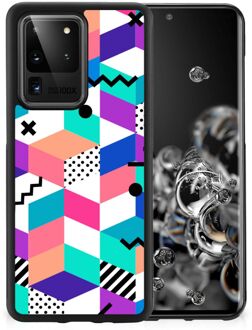 B2Ctelecom Telefoonhoesje Samsung Galaxy S20 Ultra TPU Gripcase met Zwarte rand Blokken Kleurrijke