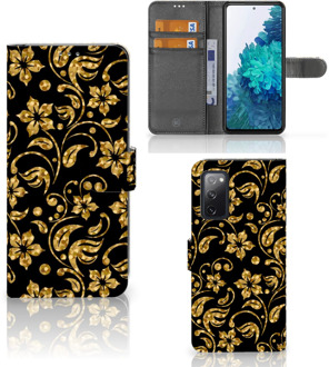 B2Ctelecom Telefoonhoesje Samsung Galaxy S20FE Bookcase Cadeau voor Oma Gouden Bloemen