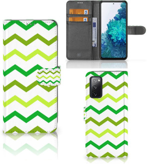 B2Ctelecom Telefoonhoesje Samsung Galaxy S20FE Flip Case Zigzag Groen