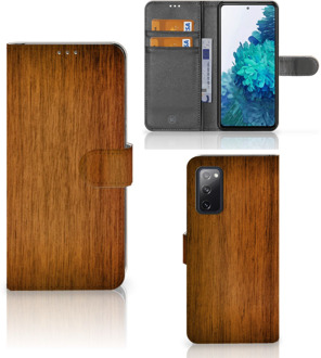 B2Ctelecom Telefoonhoesje Samsung Galaxy S20FE Wallet Book Case Donker Hout