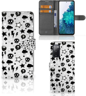 B2Ctelecom Telefoonhoesje Samsung Galaxy S20FE Wallet Book Case met Pasjeshouder Silver Punk