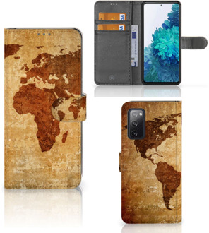 B2Ctelecom Telefoonhoesje Samsung Galaxy S20FE Wallet Bookcase Wereldkaart