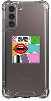 B2Ctelecom Telefoonhoesje  Samsung Galaxy S21 Anti Shock Bumper Case met transparante rand Popart Princess