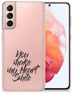 B2Ctelecom Telefoonhoesje Samsung Galaxy S21 Backcover Soft Siliconen Hoesje Heart Smile