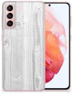 B2Ctelecom Telefoonhoesje Samsung Galaxy S21 Backcover Soft Siliconen Hoesje Wit Hout