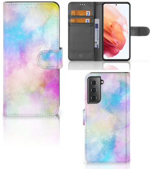 B2Ctelecom Telefoonhoesje Samsung Galaxy S21 Bookcase Personaliseren Watercolor Light