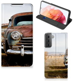 B2Ctelecom Telefoonhoesje Samsung Galaxy S21 Bookcover Vintage Auto