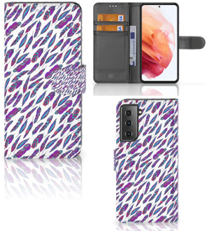 B2Ctelecom Telefoonhoesje Samsung Galaxy S21 Flip Cover Feathers Color