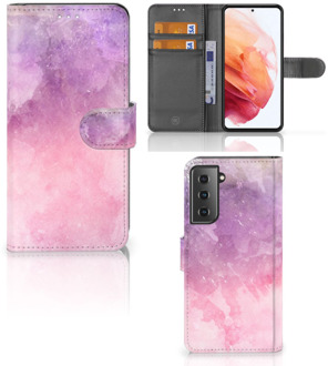 B2Ctelecom Telefoonhoesje Samsung Galaxy S21 Flipcase Pink Purple Paint