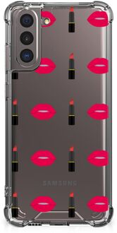 B2Ctelecom Telefoonhoesje  Samsung Galaxy S21 Hippe Hoesje met transparante rand Lipstick Kiss