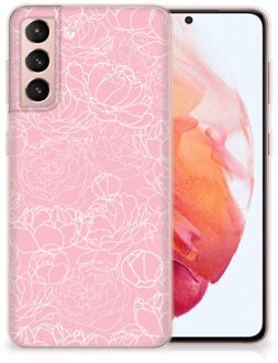 B2Ctelecom Telefoonhoesje Samsung Galaxy S21 Hoesje Witte Bloemen