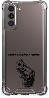 B2Ctelecom Telefoonhoesje  Samsung Galaxy S21 Leuk TPU Backcase met transparante rand Gun Don't Touch My Phone