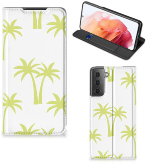 B2Ctelecom Telefoonhoesje Samsung Galaxy S21 Magnet Case Palmtrees