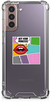 B2Ctelecom Telefoonhoesje  Samsung Galaxy S21 Plus Anti Shock Bumper Case met transparante rand Popart Princess