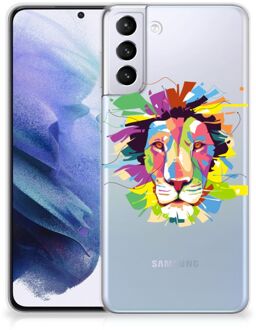 B2Ctelecom Telefoonhoesje Samsung Galaxy S21 Plus Back Cover Siliconen Hoesje Super als Cadeautjes voor Jongens Lion Color