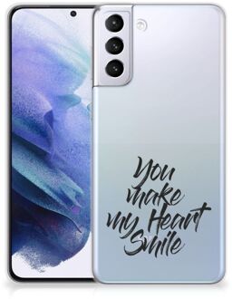 B2Ctelecom Telefoonhoesje Samsung Galaxy S21 Plus Backcover Soft Siliconen Hoesje Heart Smile