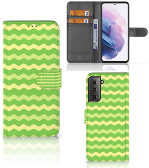 B2Ctelecom Telefoonhoesje Samsung Galaxy S21 Plus Book Case Waves Green