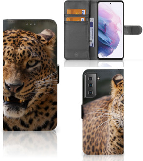 B2Ctelecom Telefoonhoesje Samsung Galaxy S21 Plus Book Cover Cadeautjes voor Jongens Luipaard