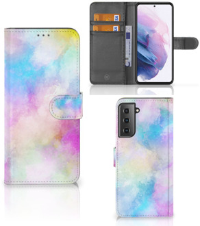 B2Ctelecom Telefoonhoesje Samsung Galaxy S21 Plus Bookcase Personaliseren Watercolor Light