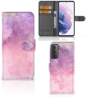 B2Ctelecom Telefoonhoesje Samsung Galaxy S21 Plus Flipcase Pink Purple Paint