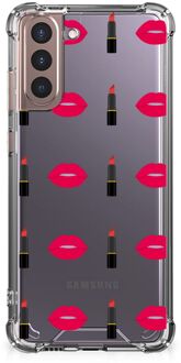 B2Ctelecom Telefoonhoesje  Samsung Galaxy S21 Plus Hippe Hoesje met transparante rand Lipstick Kiss