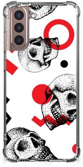 B2Ctelecom Telefoonhoesje  Samsung Galaxy S21 Plus Stevige Bumper Hoesje met transparante rand Skull Red