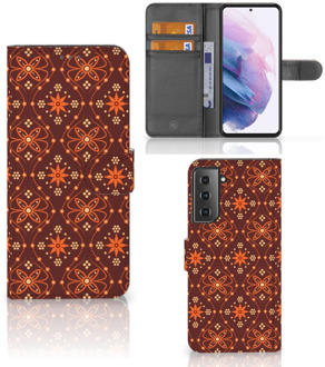 B2Ctelecom Telefoonhoesje Samsung Galaxy S21 Plus Wallet Book Case Batik Brown