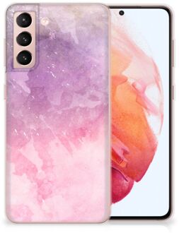 B2Ctelecom Telefoonhoesje Samsung Galaxy S21 Silicone Back Cover Pink Purple Paint