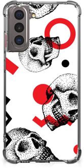 B2Ctelecom Telefoonhoesje  Samsung Galaxy S21 Stevige Bumper Hoesje met transparante rand Skull Red