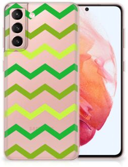 B2Ctelecom Telefoonhoesje Samsung Galaxy S21 TPU Siliconen Hoesje met Foto Zigzag Groen