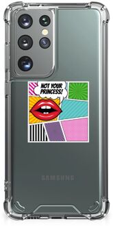 B2Ctelecom Telefoonhoesje  Samsung Galaxy S21 Ultra Anti Shock Bumper Case met transparante rand Popart Princess