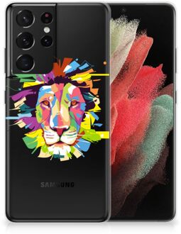 B2Ctelecom Telefoonhoesje Samsung Galaxy S21 Ultra Back Cover Siliconen Hoesje Super als Cadeautjes voor Jongens Lion Color