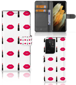 B2Ctelecom Telefoonhoesje Samsung Galaxy S21 Ultra Beschermhoes Lipstick Kiss