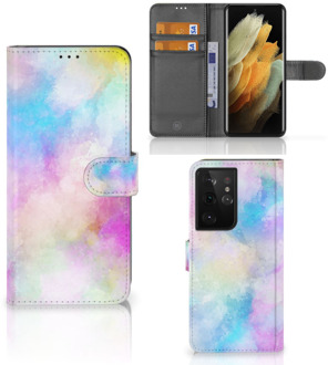 B2Ctelecom Telefoonhoesje Samsung Galaxy S21 Ultra Bookcase Personaliseren Watercolor Light