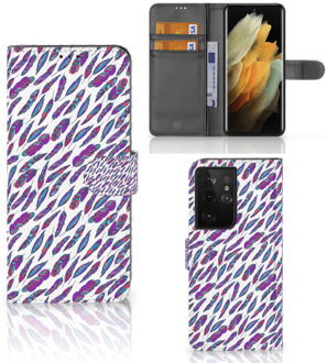 B2Ctelecom Telefoonhoesje Samsung Galaxy S21 Ultra Flip Cover Feathers Color