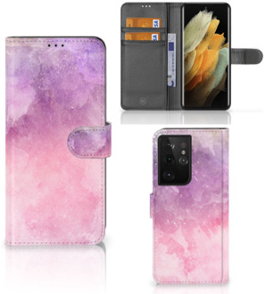 B2Ctelecom Telefoonhoesje Samsung Galaxy S21 Ultra Flipcase Pink Purple Paint