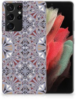 B2Ctelecom Telefoonhoesje Samsung Galaxy S21 Ultra Hoesje Flower Tiles