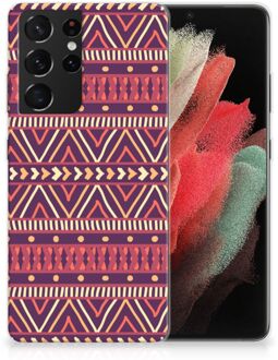 B2Ctelecom Telefoonhoesje Samsung Galaxy S21 Ultra Leuk TPU Backcase Aztec Purple