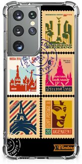 B2Ctelecom Telefoonhoesje  Samsung Galaxy S21 Ultra Leuk TPU Backcase met transparante rand Postzegels