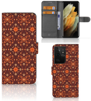 B2Ctelecom Telefoonhoesje Samsung Galaxy S21 Ultra Wallet Book Case Batik Brown