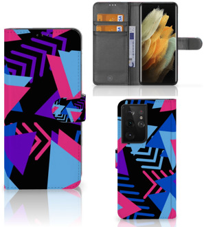 B2Ctelecom Telefoonhoesje Samsung Galaxy S21 Ultra Wallet Book Case Design Funky Triangle