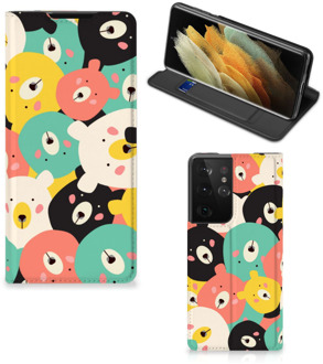 B2Ctelecom Telefoonhoesje Samsung Galaxy S21 Ultra Wallet Bookcase Bears