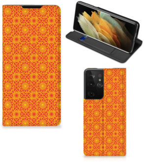 B2Ctelecom Telefoonhoesje Samsung Galaxy S21 Ultra Wallet Case Batik Orange