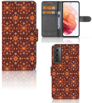 B2Ctelecom Telefoonhoesje Samsung Galaxy S21 Wallet Book Case Batik Brown