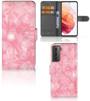 B2Ctelecom Telefoonhoesje Samsung Galaxy S21 Wallet Book Case Spring Flowers