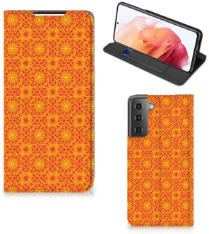 B2Ctelecom Telefoonhoesje Samsung Galaxy S21 Wallet Case Batik Orange