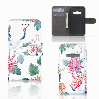 B2Ctelecom Telefoonhoesje Samsung Galaxy Xcover 3 | Xcover 3 VE Book Case Hoesje Bird Flowers