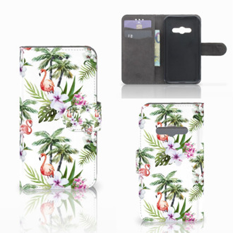 B2Ctelecom Telefoonhoesje Samsung Galaxy Xcover 3 | Xcover 3 VE Book Case Hoesje Design Flamingo Palms